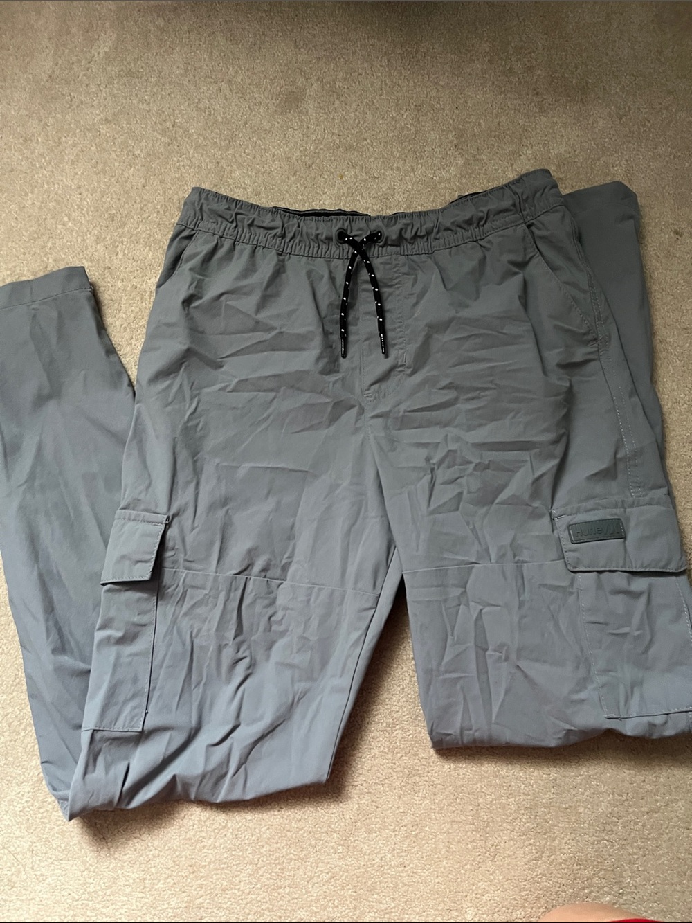 NWOT Hurley Boys Gray Cargo Pants with Drawstring Waist- H20-Dri